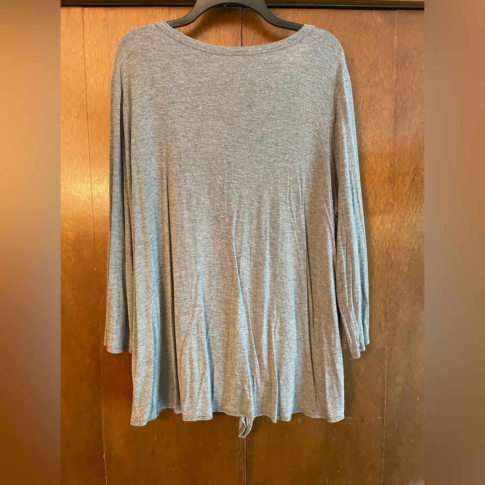 Gray- Button Down Tie Front Tee - image 2